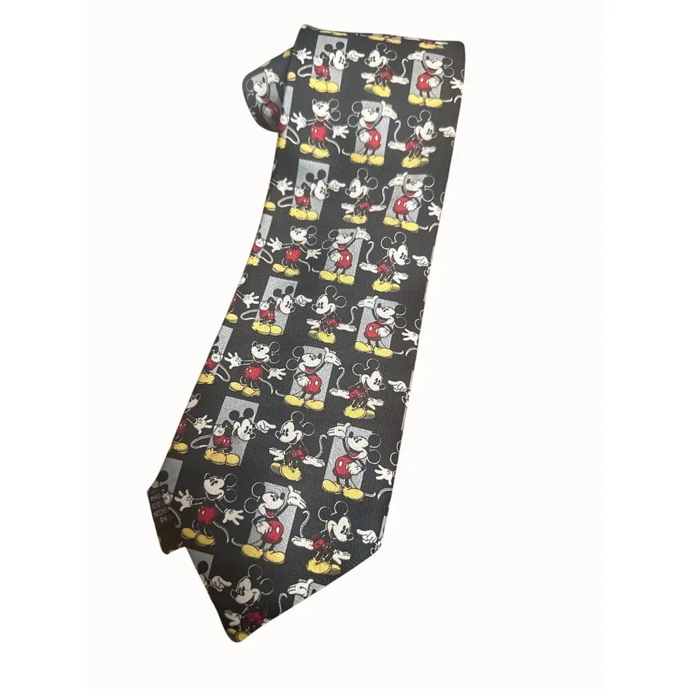 Mickey Unlimited Black Tie With Mickey Mouse‎ all over Pattern
